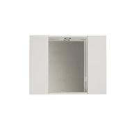 Mama Store Espejo de baño con 2 Compartimentos contenedor y luz LED-Blanco Brillante Lacado, L. 81 cm x P. 16 cm x H. 60 cm
