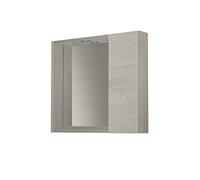 Mama Store Espejo de baño con Compartimento contenedor y luz LED-Olmo Blanco, L. 60 cm x P. 16 cm x 60 cm