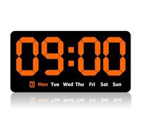 Mamamax - Reloj despertador digital con pantalla de 8,5" LED, reloj digital despertador con hora/fecha/temperatura, día de semana/snooze USB/batería para adultos y niños (lámpara de tormenta)