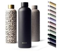 MAMEIDO Botella termica 500 ml (Rich Black) | 12h caliente/24h frío, antigoteo y sin BPA, apta para bebidas con gas - botella agua acero inoxidable para deporte o escuela