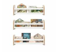 MAMOI Juego de 3 estanterías Infantiles de Madera, estanterías Montessori, estantería de Pared para habitación Infantil, Organizador de Libros y Juguetes, Muebles de habitación Infantil