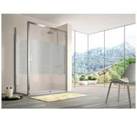 Mampara corredera para baño de 195 cm con cristal templado decorado Clio CU607 Kassandra - Sin lateral fijo / 156 a 161 cm
