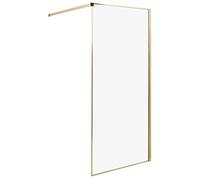Mampara De Ducha Baño De Vidrio Templado Sin Puerta Dorado 90 X 190 Cm Waspam