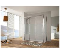 Mampara de ducha con correderas y hoja fija en cristal templado decorado Bali DI101 Kassandra - Sin lateral fijo / 140 a 145 cm