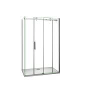 Mampara de Ducha Corredera Frontal+Panel Lateral,Perfil Cromado,Vidrio Templado 6mm,(1475-1495)x(783-803)x1950mm Silver 150x195cm