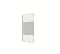 Mampara de ducha fija serigrafiado central vidrio 8mm con película de seguridad a prueba de explosiones (98-100)x200cm con barra 70-120cm
