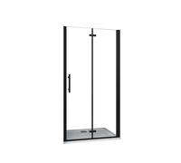 Mampara de Ducha Frontal dos hojas Plegables,Vidrio Templado Easyclean 5 mm,Perfil Negro Mate,Tamaño:(786-816)x1900mm Black 80x190cm