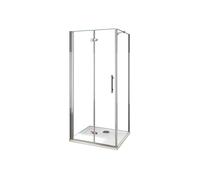 Mampara de Ducha Frontal Plegable+Panel lateral,Barra 45cm,Perfil Cromado,Vidrio Antical 6mm,(880-900)x(680-700)x1850mm Silver 90x70x185cm