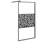 Mampara Ducha Vidrio Esmerilado Diseño Piedras Negro 100x195 Cm Vidaxl