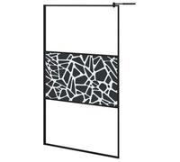 Mampara Ducha Vidrio Esmerilado Diseño Piedras Negro 115x195 Cm Vidaxl