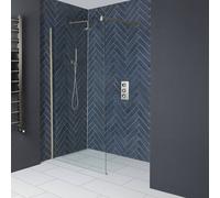 Mampara para Ducha de Obra - Cromada - 300mm Hoja de Vidrio Antisalpicaduras con Bisagras - Portland