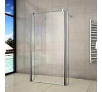 Mamparas de Ducha Panel Fijo 80cm con Doble Panel Lateral Abatible 40cm, Cristal Templado 8mm Antical con 2 Barras 90cm