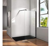 Mamparas de Ducha Pantalla Panel Fijo Perfil Negro Mate Cristal Antical 8mm Barra 90cm - 90x200cm