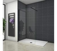 Mamparas de Ducha Pantalla Panel Fijo Perfil Negro Mate Cristal Antical 8mm Barra2 90cm - 50x200cm