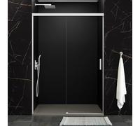 Mamparas para Ducha Frontal Fija y Corredera | Mampara de Cristal para Ducha 6 mm Antical Sin Perfil Inferior | Manpara para Baño Aluminio Premium - 140-145 cm - BLANCA