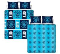 Manchester City FC Funda Nórdica Reversible Conjunto Fútbol Club Crest Llamativo