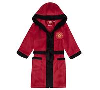 Manchester United FC - Batín oficial con capucha - Para niño - Forro polar - Rojo - 5-6 años
