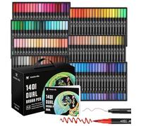 mancola 140 rotuladores de punta fina para acuarela, rotuladores de doble punta para adultos, brush pen para lettering, para colorear, dibujar, journaling y caligrafía, dibujo, pintura