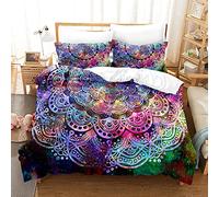 Mandala 3D Funda nórdica Cama 90/105/135/150 cm para Hombres y Mujeres Ropa de Cama Galaxy Bohemian Lotus Tie-Dye Multicolor Juego de Cama Fundas de Edredón (Púrpura, Cama 135/150-220x240 cm)