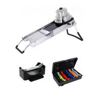 Mandolina de Cocina De Buyer Revolution Master con Empujador Extralargo, Accesorios para Cortes en Láminas, Juliana, Cubos y Diamantes
