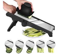Mandolina de Cocina Profesional Cortador de Verdura - Mandolina Verduras con Guantes de Seguridad, Ajustable en Acero Inoxidable, Hacer Rodajas Gruesas de 1 a 9 mm, Cortador de Verduras Manual