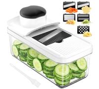 Mandolina de Cocina Profesional, Cortador de Verdura, Rallador de Verduras con 5 Cuchillas Afiladas Intercambiables, Cortador de Patatas Tomates Pepinos Queso Frutas（Negro）