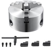 Mandril de torno VEVOR K11-100 de 100 mm. Mandril de tres mordazas HT300, fabricado en material resistente. Rango de sujeción: 2-100 mm. Tres mordazas, acero 20Cr, dureza ≥53HRC. Diámetro del orificio