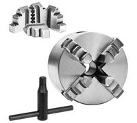 Mandril giratorio de 4 mandriles de 80 mm autocentrado para torno, portabrocas de acero de alto rendimiento para trabajar metales, mandril de centrado con llave tensora
