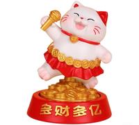 Maneki Neko Lucky Cat - Estatua de inducción de luz solar, brazo móvil, decoración de riqueza para tienda, restaurante, escritorio, 11,2 cm (B)