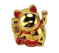 Maneki Neko, Lucky Fortune Cat, Vivid and Lovely Fortune Cat con Brazo Ondulante Eléctrico, Funciona con Pilas, Decoración Artística de la Estatua del Gato para Decorar la (MLY11020-4 Oro)