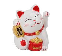 Maneki Neko, Lucky Fortune Cat, Vivid and Lovely Fortune Cat con Brazo Ondulante Eléctrico, Funciona con Pilas, Decoración Artística de la Estatua del Gato para Decorar la (MLY11020-1 Blanco)