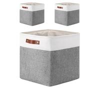 Mangata 25|28|33|33 cm Caja Almacenaje, Organizador de ropa, Cubos de juguetes, Lavables, Plegable, 33 x 33 x 33 cm, Juego de 3， Gris y Blanco