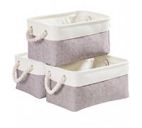 Mangata Caja de almacenaje, cestas de almacenaje Tela, Plegable Cajas organizadoras para Ropa, Juguetes, armarios (Pequeña, Juego de 3, Gris Blanco)