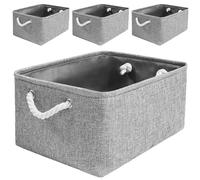 Mangata Caja de almacenamiento plegable, cesta de almacenamiento de tela gruesa con asas para estantes de juguetes(paquete de 4, Gris, M)