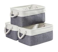 Mangata Caja de Almacenamiento Ropa, cestas de almacenaje Tela, Plegable Cajas organizadoras para Juguetes, armarios (Pequeña, Gris frío/Blanco)
