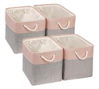 Mangata Cajas de Almacenaje, 25x25x25cm Cestas Almacenaje de Tela para Ropa, Armarios, Estantes, Juguetes,(Gris/Rosa, 4 Pack)