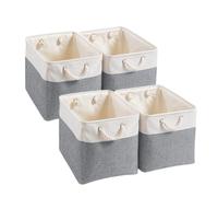 Mangata Cajas de Almacenaje, 33x33x33cm Cestas Almacenaje de Tela para Ropa, Armarios, Estantes,Compatible con Kallax(Gris frío/Blanco, 4 Pack)