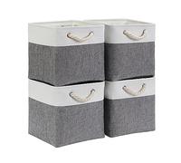 Mangata Cajas de Almacenaje, Cestas Almacenaje de Tela para Ropa, Armarios, Estantes, Juguetes, 33x33x33 cm (Plegable, 4X, Gris Blanco)
