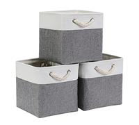Mangata Cajas de Almacenaje, Cestas Almacenaje de Tela para Ropa, Armarios, Estantes, Juguetes, 33x33x33 cm (Plegable, 3X, Gris Blanco)