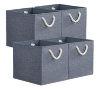 Mangata Cajas de almacenaje plegables, 33 x 38 x 33 cm Cubos de almacenaje con asas de cuerda, caja grande de tela para cubo de estantería, organizador de ropa, gris fresco