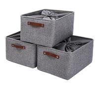 Mangata Cesta de almacenaje de tela, [Pack de 3] Caja de almacenamiento, caja para armario, manta y ropa (XXLarge, Gris)