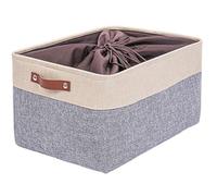 Mangata Cestas de Almacenamiento Plegables, Caja de Almacenamiento de Tela de Lona Gruesa para la Colada del Armario del hogar, Mango de Cuero, tamaño Grande (Caqui,XXLarge,con cordón)