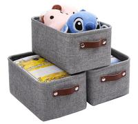 Mangata Juego de 3 Caja de Almacenaje, Cesta de Almacenamiento de Tela Plegable para Sujetadores Bragas Calcetines (Gris, Small)
