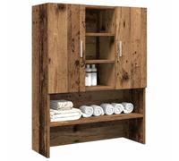 Mangloder - Armario para lavadora, aspecto de madera envejecida, 70,5 x 25,5 x 90 cm, con 2 puertas y 4 compartimentos, ahorra espacio para baño, lavadero, torre de lavado y espacio de almacenamiento