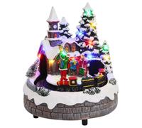Mangloder - Decoración de mesa navideña de resina, multicolor, 16 x 16 x 19 cm, con iluminación decorativa para salón, alféizar, mesa, chimenea y ambiente festivo de invierno