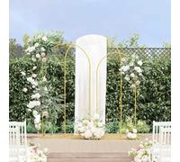 Mangloder - Juego de 3 arcos de boda dorados de acero con recubrimiento en polvo, 120 x 40 x 217 cm, inoxidable y resistente a la corrosión para jardín, terraza, interior, decoración y eventos