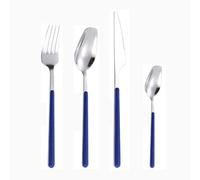 Mango De Abrazadera Cocina Cubiertos Acero Inoxidable Vajilla Juego Cubiertos Cuchillo Carne Tenedor Cuchara Cucharadita (Azul,4 piezas)