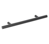 Mango para muebles de acero inoxidable, distancia entre agujeros de 128 mm, acabado en laca negra mate. Juego de 25 unidades