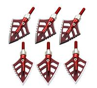 Mangobuy 6 Piezas Broadheads 125/100 Grano Rojo Caza Flecha Cabezas Tiro con Arco Tiro 4 Cuchillas (Rojo con Diente de Sierra)