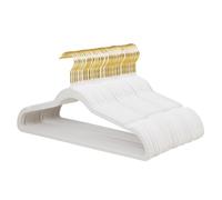 ManGotree Perchas de Terciopelo con Gancho Dorado Paquete de 48 Blanco | Perchas para trajes de fieltro antideslizantes, perchas ultrafinas para pantalones, perchas para adultos que ahorran espacio